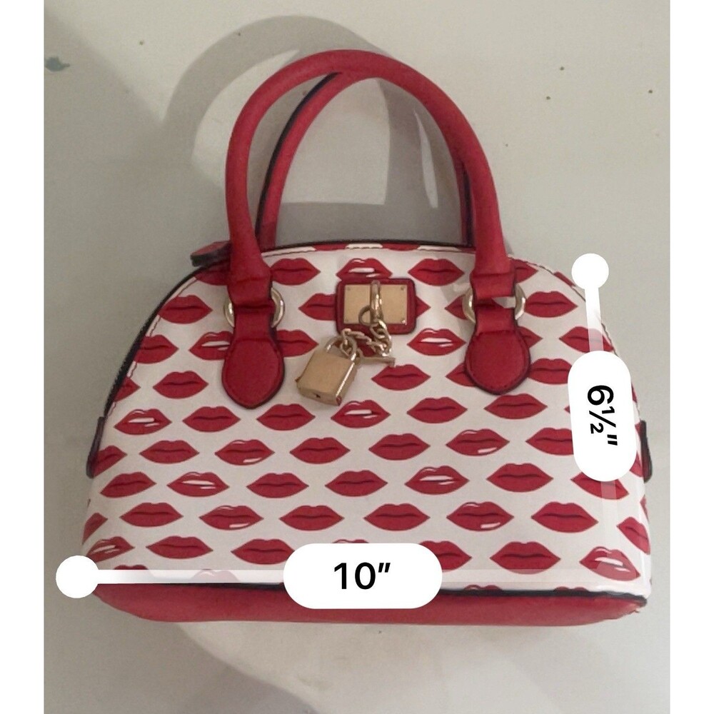 Aldo Lips Handbag Satchel Kiss Small Purse 10”x6.5” - Picture 4 of 4